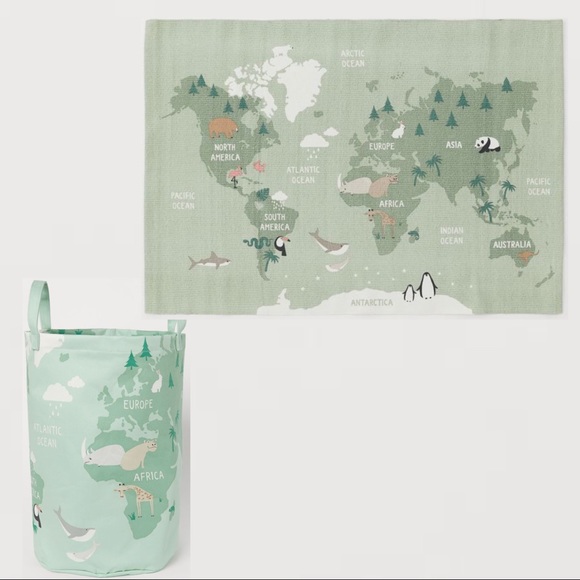 H&M Other - H&M Home Kids World Map Rug and Storage Basket